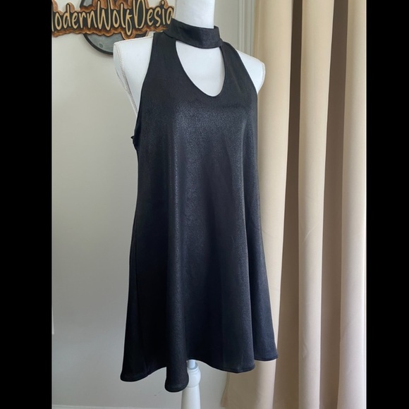 Olivaceous - Faux Leather Keyhole Collar Dress - M - Picture 1 of 6